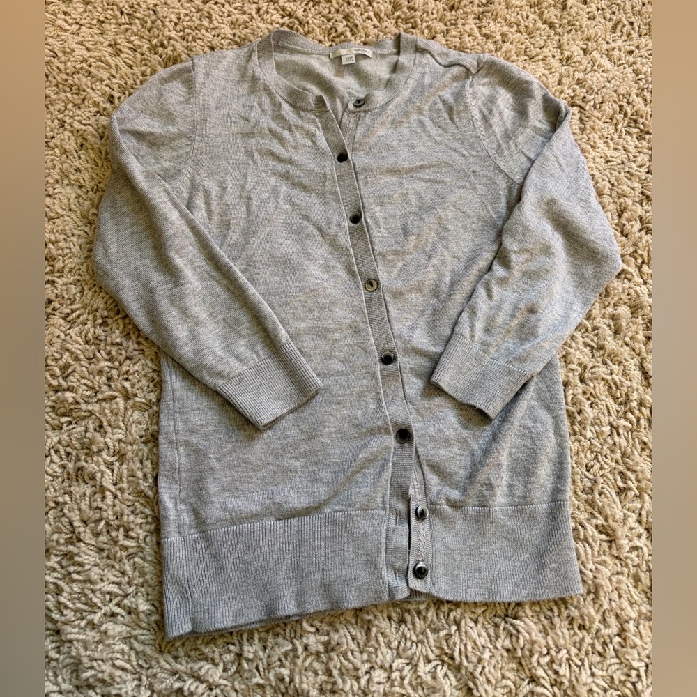 Halogen Light Gray Button-Up Cardigan XXS petite